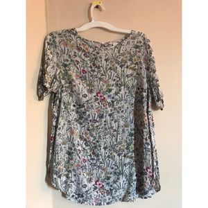 H&M FLORAL SS WOVEN BLOUSE